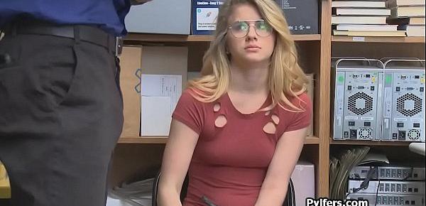  Cute blonde suspect pounded by officer in his office